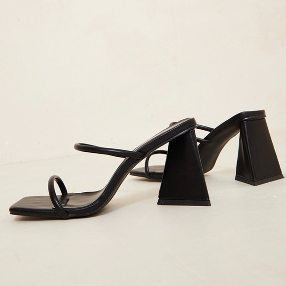 Prettylittlething Black Block Heel Mules Sz 7 - Picture 4 of 7